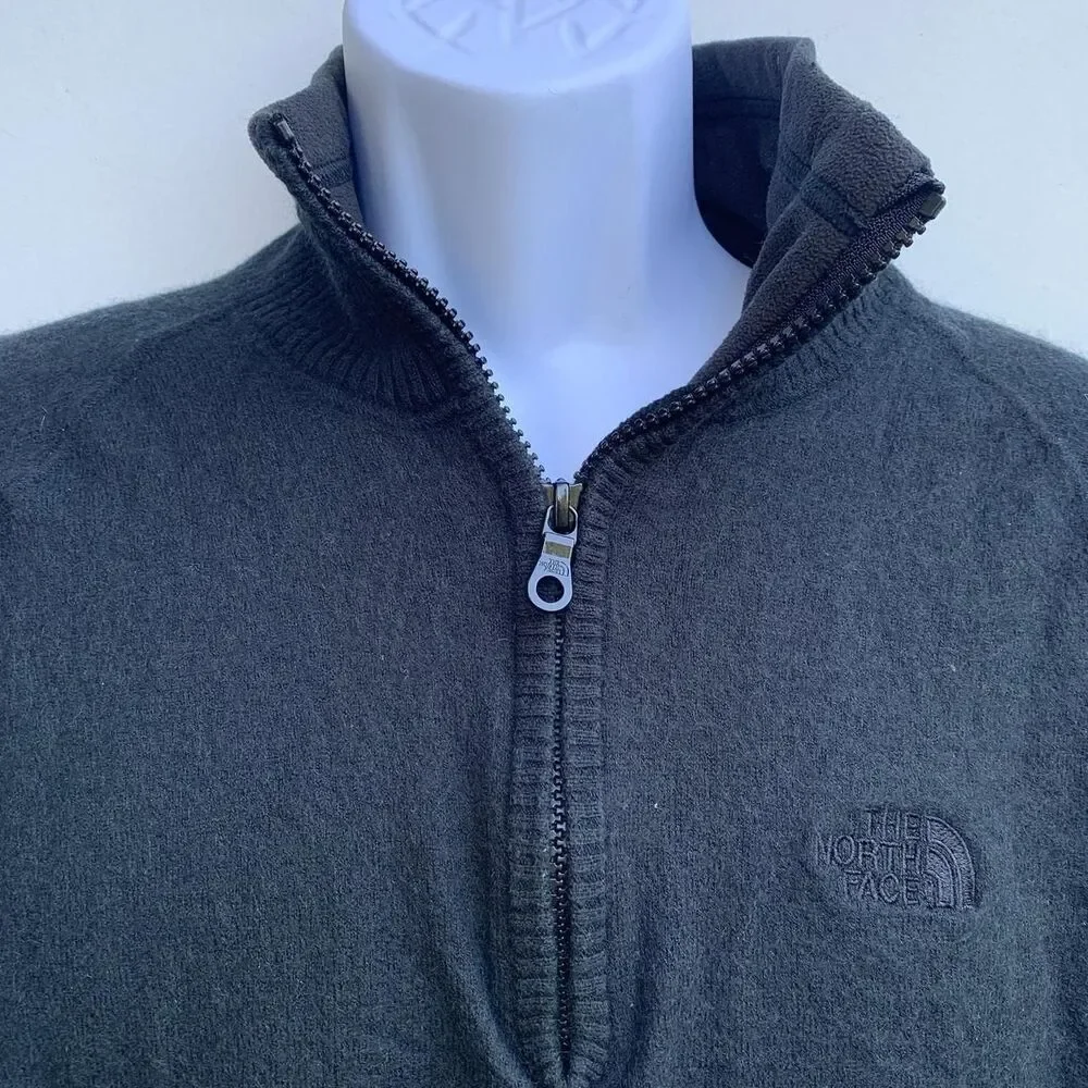 The North Face 1/4 Zip Wool Cotton Pullover Soft Black Sweater Size L